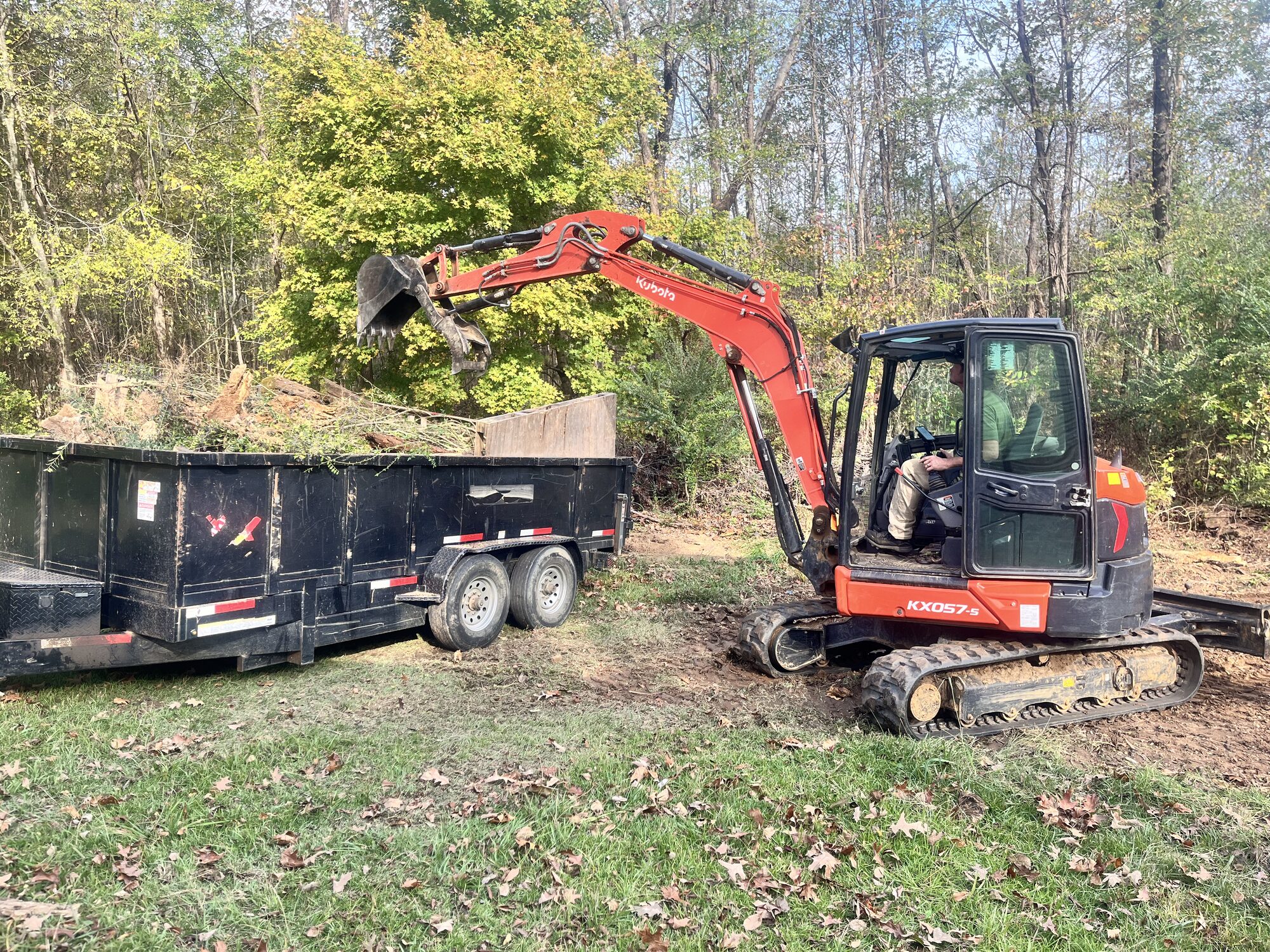 Excavation — Loading the dump trailer — McNairy County jobsite cleanup Excavation dump trailer loading on a McNairy County TN jobsite